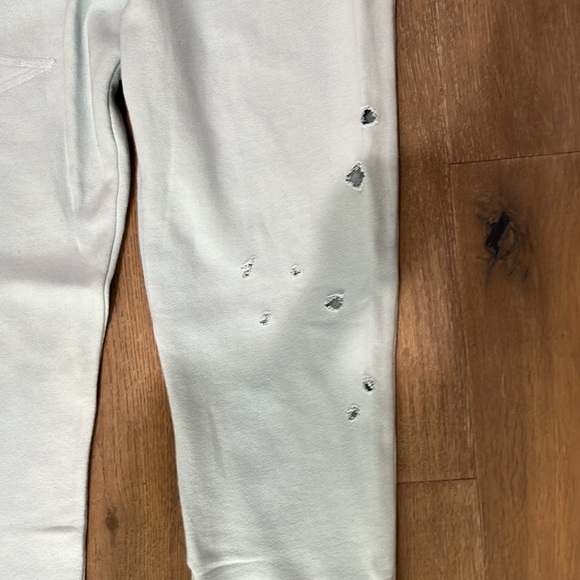 Tyler Jacobs/Feel the Piece small light blue sweats with intentional distressing - Picture 2 of 5